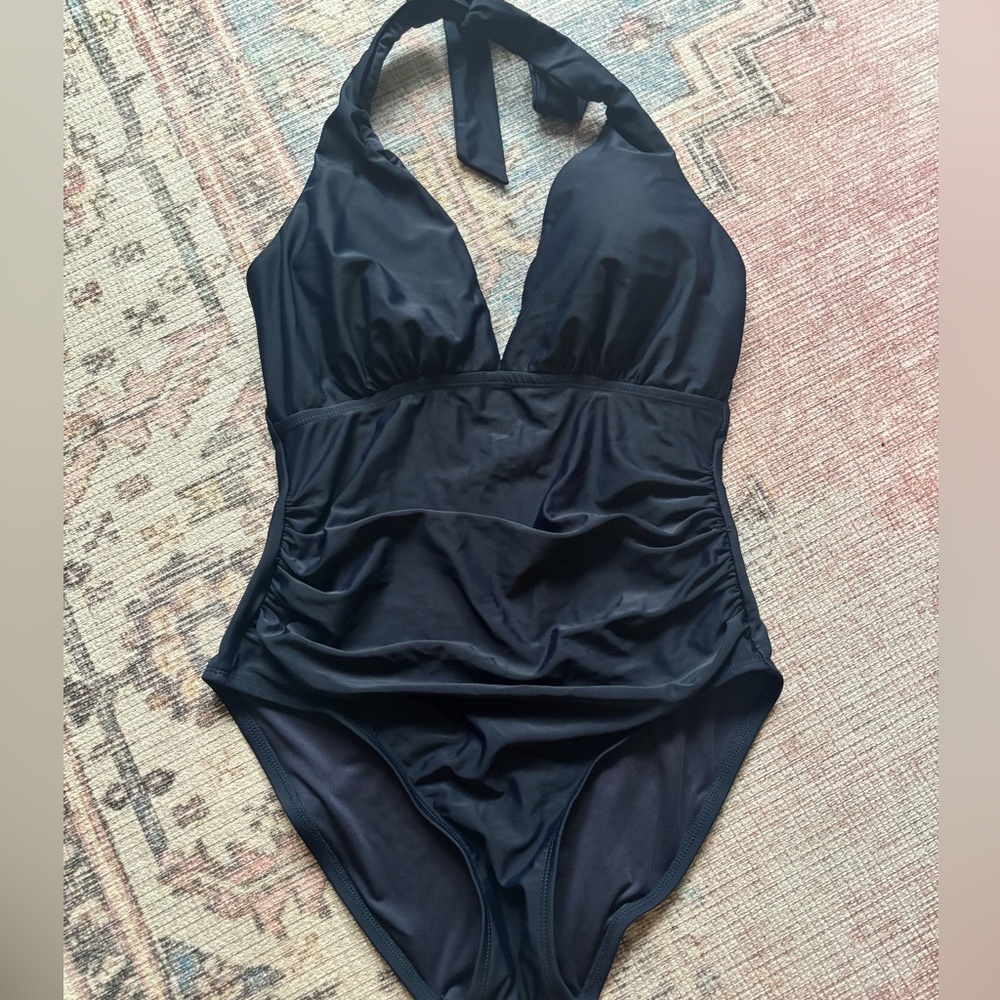 Tommy Hilfiger Black One-Piece Halter Swimwear